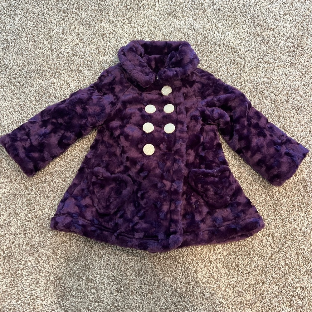 Alpha Industries Inc. Purple Faux Fur Kids Coat, 3T
